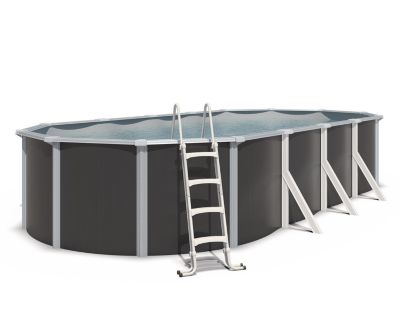 Piscine hors sol acier ovale 7,30 x 3,65 x 1,32 m anthracite VARUNA