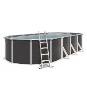 Piscine hors sol acier ovale 7,30 x 3,65 x 1,32 m anthracite VARUNA