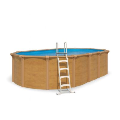 Piscine hors sol acier ovale 7,30 x 3,65 x 1,32 m aspect bois OSMOSE