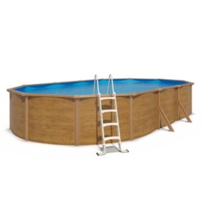 Piscine hors sol acier ovale 7,60 x 4,55 x 1,20 m aspect bois CANYON