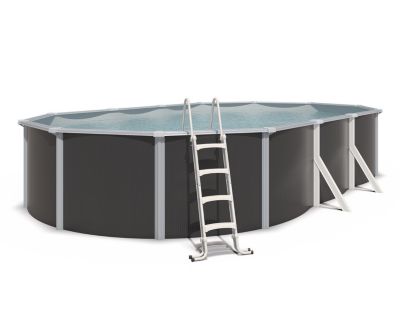 Piscine hors sol acier ovale 7,60 x 4,55 x 1,32 m anthracite VARUNA