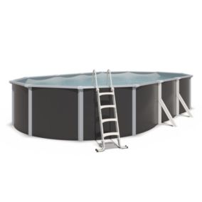 Piscine hors sol acier ovale 7,60 x 4,55 x 1,32 m anthracite VARUNA