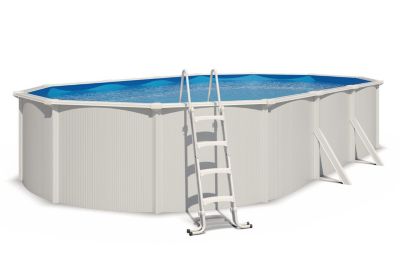 Piscine hors sol acier ovale 7,60 x 4,55 x 1,32 m blanche SAPHIR