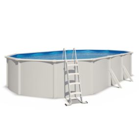 Piscine hors sol acier ovale 7,60 x 4,55 x 1,32 m blanche SAPHIR