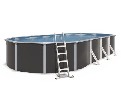 Piscine hors sol acier ovale 9,15 x 4,55 x 1,32 m anthracite VARUNA