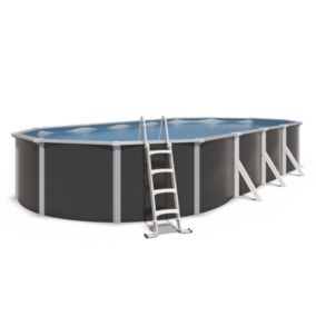 Piscine hors sol acier ovale 9,15 x 4,55 x 1,32 m anthracite VARUNA