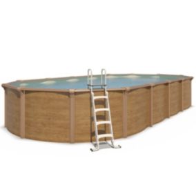 Piscine hors sol acier ovale 9,15 x 4,55 x 1,32 m aspect bois OSMOSE