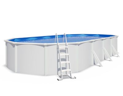 Piscine hors sol acier ovale 9,15 x 4,55 x 1,32 m blanche SAPHIR