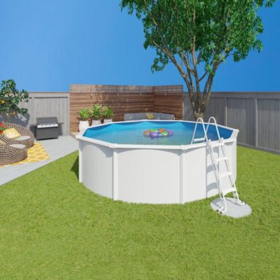 Piscine hors sol acier ronde 4,55 x 1,20 m blanche SAPHIR