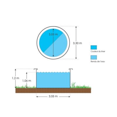 Piscine hors sol acier ronde Diamètre 3,05 x 1,20 m aspect bois CANYON