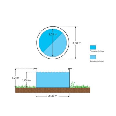 Piscine hors sol acier ronde Diamètre 3,05 x 1,20 m blanche SAPHIR