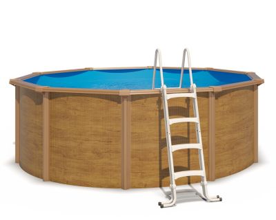 Piscine hors sol acier ronde Diamètre 3,65 x 1,20 m aspect bois CANYON