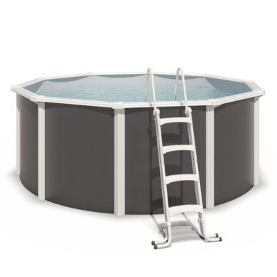 Piscine hors sol acier ronde Diamètre 3,65 x 1,32 m anthracite VARUNA