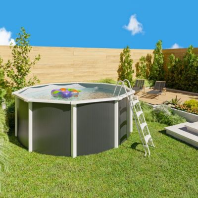 Piscine hors sol acier ronde Diamètre 3,65 x 1,32 m anthracite VARUNA