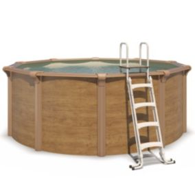 Piscine hors sol acier ronde Diamètre 3,65 x 1,32 m aspect bois OSMOSE