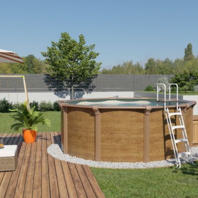 Piscine hors sol acier ronde Diamètre 3,65 x 1,32 m aspect bois OSMOSE