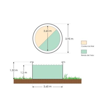 Piscine hors sol acier ronde Diamètre 3,65 x 1,32 m aspect bois OSMOSE