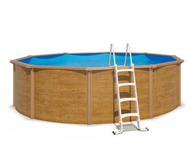 Piscine hors sol acier ronde Diamètre 4,55 x 1,20 m aspect bois CANYON