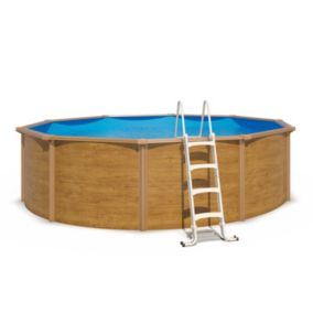 Piscine hors sol acier ronde Diamètre 4,55 x 1,20 m aspect bois CANYON