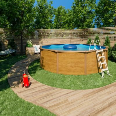 Piscine hors sol acier ronde Diamètre 4,55 x 1,20 m aspect bois CANYON