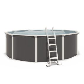 Piscine hors sol acier ronde Diamètre 4,55 x 1,32 m anthracite VARUNA