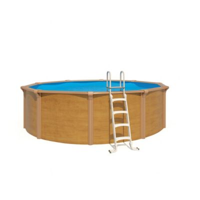 Piscine hors sol acier ronde Diamètre 4,55 x 1,32 m aspect bois OSMOSE