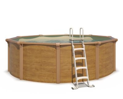 Piscine hors sol acier ronde Diamètre 4,55 x 1,32 m aspect bois OSMOSE