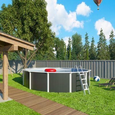 Piscine hors sol acier ronde Diamètre 5,50 x 1,32 m anthracite VARUNA