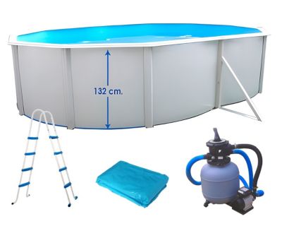 Piscine hors-sol acier Toi MAGNUM COMPACT ovale 550x366x132cm filtre 3.6mh-3