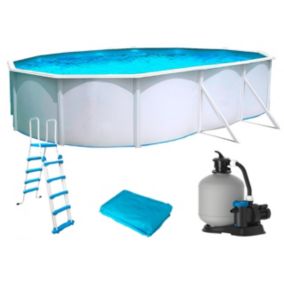 Piscine hors-sol acier Toi PRESTIGIO ovale 640x366x132cm filtre 8.5m3/h + liner 60/100