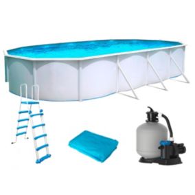 Piscine hors-sol acier Toi PRESTIGIO ovale 730x366x132cm filtre 12m3/h + liner 60/100