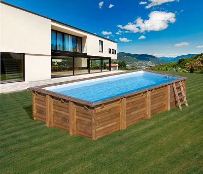 Piscine hors sol bois Gre Evora 6,20 x 4,20 x h.1,33 m