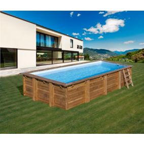 Piscine hors sol bois Gre Evora 6,20 x 4,20 x h.1,33 m