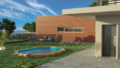 Piscine hors sol bois ovale 4,36 x 3,36 x 1,17 m GRENADE