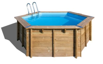 Piscine hors sol bois Vanille Gré ronde ∅4 x H.1,19 m