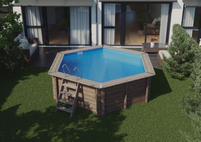Piscine hors sol bois Vanille Gré ronde ∅4 x H.1,19 m