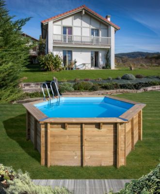 Piscine hors sol bois Vanille Gré ronde ∅4 x H.1,19 m
