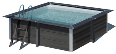 Piscine hors sol composite gris carrée Gré 3,26 x 3,26 x h.0,96 m