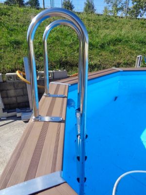 Piscine hors sol composite gris carrée Gré 3,26 x 3,26 x h.0,96 m