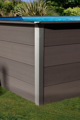 Piscine hors sol composite gris carrée Gré 3,26 x 3,26 x h.0,96 m