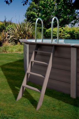 Piscine hors sol composite gris carrée Gré 3,26 x 3,26 x h.0,96 m