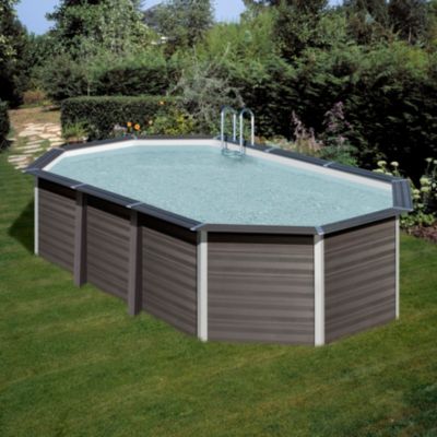 Piscine hors sol composite gris Gré 6,64 x 3,86 x h.1,54 m