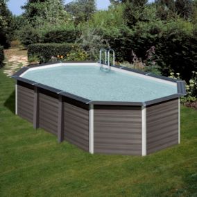 Piscine hors sol composite gris Gré 6,64 x 3,86 x h.1,54 m