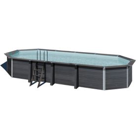 Piscine hors sol composite gris Gré 8,04 x 3,86 x h.1,24 m