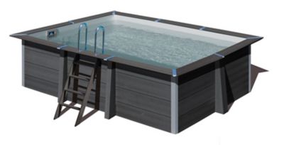 Piscine hors sol composite gris rectangulaire Gré 4,66 x 3,26 x h.1,24