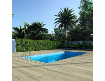 Piscine hors sol en bois AQUA 7 x 3.75 - H.1.45 m, bleu pâle, fixations à sceller - BAS7308OSPI