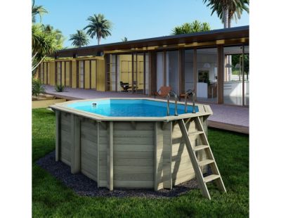 Piscine hors sol en bois NEMO 4.3 x 3 - H.1.31 m, bleu pâle, fixations à visser - BAS7303OSPL