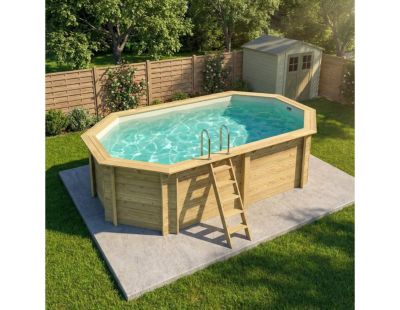 Piscine hors sol en bois NEMO 5.79 x 3.49 - H.1.45 m, sable, fixations à visser - BAS7304OSPL3