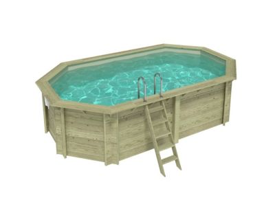 Piscine hors sol en bois NEMO 5.79 x 3.49 - H.1.45 m, sable, fixations à visser - BAS7304OSPL3