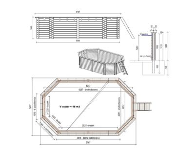 Piscine hors sol en bois NEMO 5.79 x 3.49 - H.1.45 m, sable, fixations à visser - BAS7304OSPL3